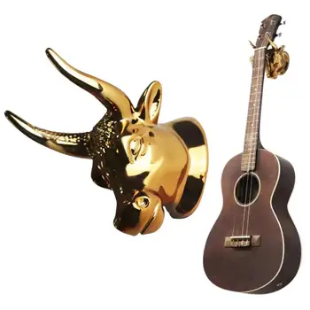 1 комплект Креативного крючка для укулеле в виде головы быка, настенная вешалка для гитары, Вешалка для гитары, Настенный крючок для бас-гитары, Укулеле