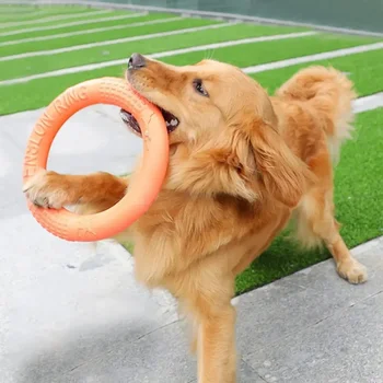 1 шт. оранжевые игрушки для собак, съемник тренировочного кольца с летающим диском для домашних животных, съемник интерактивного тренировочного кольца EVA, устойчивый к собакам