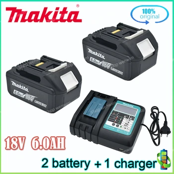100% оригинальный аккумулятор для электроинструмента Makita 18V 6.0Ah с заменой светодиодного зарядного устройства LXT BL1860B BL1860 BL1850