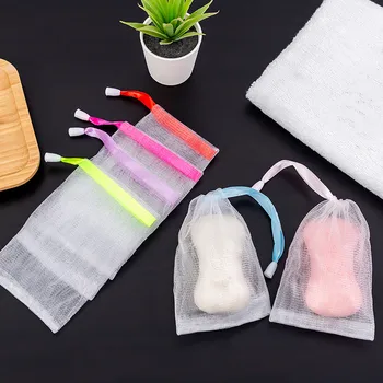 10ШТ Сумка-сетка для мыла, сумки для хранения мыла, пенообразователь, двухслойная чистая сетка для хранения мыла для ванны, Выдвижная сумка на шнурке, перчатки