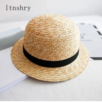 2019 новая летняя солнцезащитная шляпа с козырьком для женщин, шляпы, детская кепка, милая детская соломенная шляпа с лентой-куполом, пляжные шляпы, Модное качество