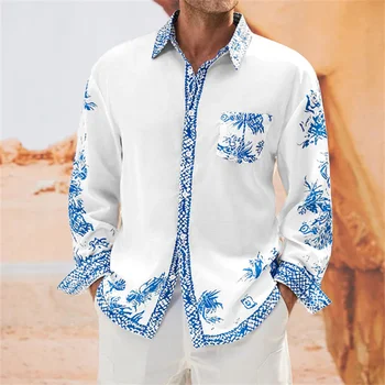 2023 Модные рубашки для мужчин Роскошные и удобные мужские рубашки из хлопка из бамбукового волокна с пуговицами на карманах С длинным рукавом S-6XL