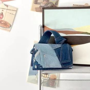 2023 Новая винтажная сумка подмышками большой емкости с деформируемой джинсовой строчкой Повседневные дизайнерские сумки через плечо для женщин