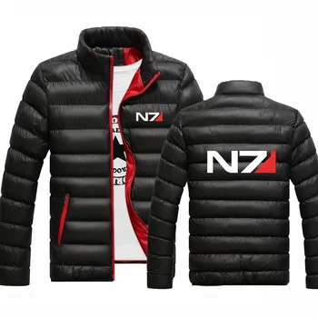 2023 осенне-зимняя новинка N7 с популярным эффектом печати логотипа, воротник-стойка, ветрозащитная четырехцветная куртка с хлопковой подкладкой, мужская однотонная куртка