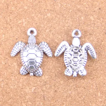 30шт Подвески Черепаха Морская черепаха 26x23 мм Антикварные подвески, старинные Тибетские серебряные украшения, сделай сам для браслета-ожерелья
