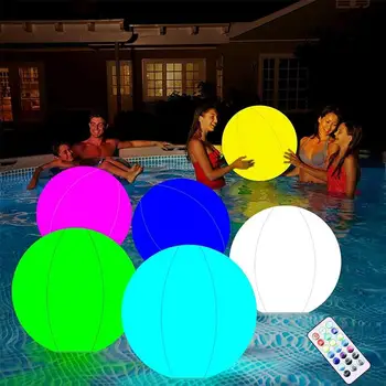 40 см Светодиодный светящийся шар для бассейна, игрушка с дистанционным управлением, светящийся шар, 16 цветов, легкая надувная игрушка для бассейна, Пляжные игры на открытом воздухе для взрослых и детей