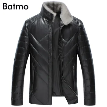 BATMO 2023 новое поступление, зимние куртки на белом утином пуху с воротником из высококачественной овчины и норки, мужские пальто из натуральной кожи, YR002