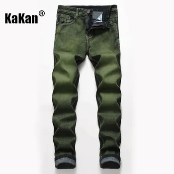 Kakan - Европейская и американская новая мужская одежда из эластичных джинсов, старые зеленые черные длинные джинсы, выстиранные на улице, K36-6671