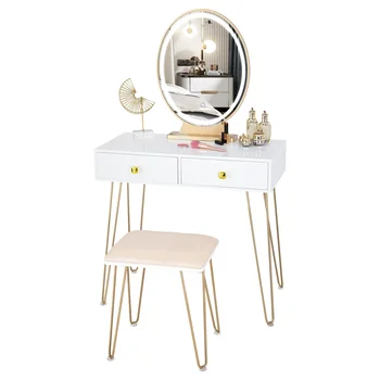 KingYee туалетный столик для макияжа, 3 цвета, светодиодное зеркало, мебель для макияжа, мебель для спальни, доска для макияжа, табурет в современном стиле