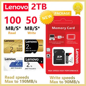 Lenovo 2TB Micro TF SD-карта A2 SD / TF флэш-карта памяти V60 SD-карта Водонепроницаемая мини-SD-карта для камеры телефона с адаптером