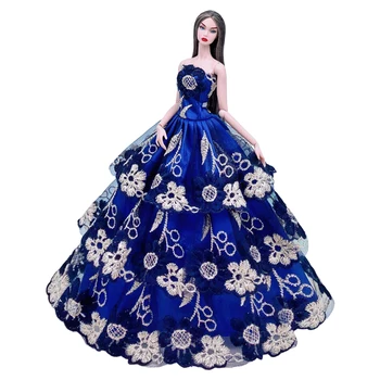 NK 1 шт 30 см, свадебное платье принцессы благородного синего цвета, Красивое вечернее сценическое платье, Модная одежда для куклы Барби, Аксессуары, Подарочная игрушка