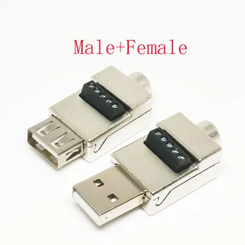USB-разъем без припоя Металлический корпус Кабель для быстрой зарядки мобильного телефона USB-разъем без припоя USB-разъем для подключения проводов DIY