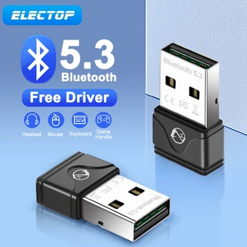 Адаптер ELECTOP Bluetooth 5.3 Донгл USB Bluetooth 5.0 5.1 Передатчик для ПК Клавиатура Win Беспроводная мышь Музыкальный аудиоадаптатор