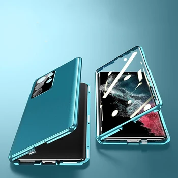 Адсорбция магнитом Подходит для Samsung Galaxy S22 S23Ultra Защита объектива Предохранитель Двустороннее закаленное стекло Металлический корпус