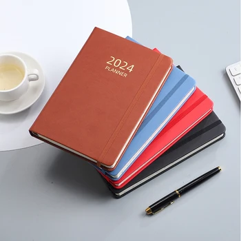 Английский планировщик расписания на 2024 год формата А5, эластичный ремешок для ноутбука, записная книжка