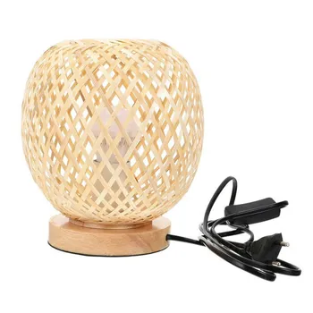 Бамбуковая настольная лампа из ротанга, прикроватная лампа в японском стиле, настольная лампа для спальни, украшение своими руками, Штепсельная вилка ЕС
