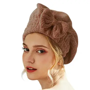 Банное полотенце для быстрой сушки волос, шапочка для полотенец с бантом, аксессуары для ванной комнаты, Шляпки для женщин, Дизайнерская шапочка для душа