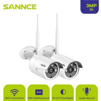 Беспроводная система видеонаблюдения SANNCE 3-мегапиксельная IP-камера Wifi Водонепроницаемая ИК Ночного видения Домашняя безопасность Комплект видеонаблюдения Наружный