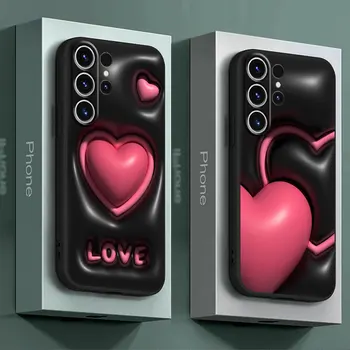 Бронированный Противоударный Чехол для Samsung Galaxy S9 S22 Plus S10 S23 S20 FE S8 S7 S10e S21 Ultra 5G Розовое Сердце Черный Черный Мягкий