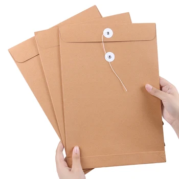 Бумажная веревочная сумка для файлов формата А4, папка для проекта, сумка для файлов, справочник данных, большой конверт, школьные и офисные канцелярские принадлежности, 10 шт./кв.