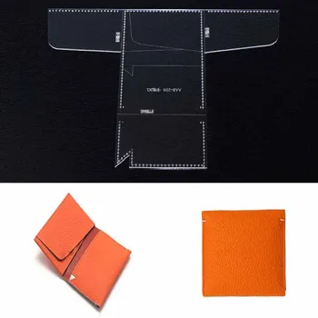 Выкройка кожаной сумки с использованием крафт-бумаги и акриловых шаблонов для короткого кошелька-портмоне, портмоне-портмоне, портмоне-портмоне