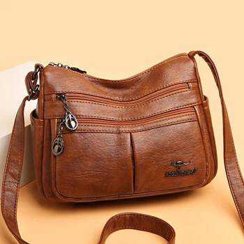 Высококачественная женская сумка через плечо на одно плечо, трендовая дизайнерская классическая сумка-кошелек 2023 года, Брендовая многослойная сумка из мягкой кожи