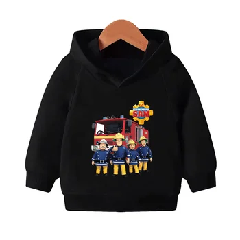 Горячая распродажа, Детские толстовки с капюшоном с рисунком пожарного Сэма, одежда для девочек, Детские толстовки, Осенние топы-пуловеры для малышей, KMT2450