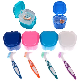 Держатель для чистки ванночек для зубных протезов с лотком, держатель для хранения набора щеток для зубных протезов