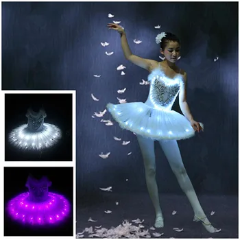 детское светящееся танцевальное платье, женская профессиональная юбка-пачка для балета, балетные костюмы для взрослых со светодиодной подсветкой, платье-пачка для детей