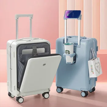 Дорожный багаж на колесиках с открытой передней частью, багаж на колесиках, пароль, дорожный чемодан, сумка, модный USB-интерфейс, тележка для багажа
