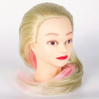 Женская голова-манекен с разноцветными волосами, тренировочная стрижка, укладка, Обучение парикмахерской, модельная голова