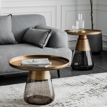 Журнальные столики из скандинавского стекла Современная мебель для гостиной для отдыха Креативный Угловой стол Простой металлический приставной столик для дивана для гостиной