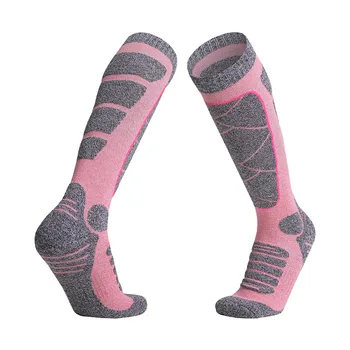 Зимние женские лыжные носки с длинной трубкой, для занятий спортом на открытом воздухе, утолщенные, впитывающие пот, теплые походные носки, полотенце снизу, высокая трубка