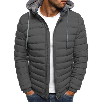 Зимняя модная однотонная мужская теплая куртка с капюшоном и завязками, свободная парка большого размера, повседневная уличная мужская пуховая куртка