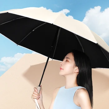 Зонт для девочек с зонтичным козырьком, Автоматический Белый Зонт от дождя, Женский Светоотражающий Ветрозащитный, Защита от ультрафиолета, Сверхлегкий Paraguas Sunny