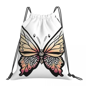 Изящный Порхающий Простой рюкзак с мультяшной иллюстрацией бабочки, портативные сумки на шнурке, спортивная сумка для мужчин и женщин, школьная сумка