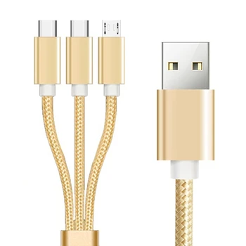 Кабель для зарядки с разветвителем USB-Micro USB Type C 3 в 1, кабель для зарядки с несколькими USB-разъемами