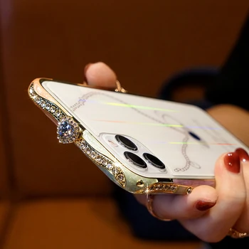 Керамика Горный Хрусталь Алмаз Металлический Бампер Чехол Для iPhone 11 Pro Max 7 8 Plus X XR XS Крышка Aurora Закаленное Стекло Задняя Крышка Протектор