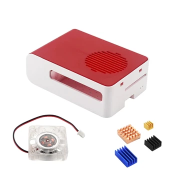 Корпус, коробка, корпус из АБС-пластика, красно-белый пластик, радиатор вентилятора охлаждения 40x40 для Pi4