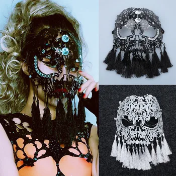 Косплей, маска на Хэллоуин, маска для джазовых танцев, модные с кисточками из горного хрусталя, сценические маски певицы из ночного клуба, DJ Ds Gogo, одежда для танцев на пилоне