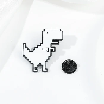 Креативная брошь с эмалью в виде животного динозавра, пиксельные геометрические белые булавки из сплава T-Rex, значок, модные украшения в подарок