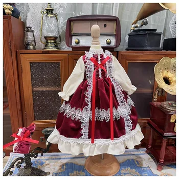 Кукольное платье Bjd Dress + лента для волос Красная бархатная кукольная одежда для 1/4 1/6 1/3 Куклы Bjd 1/6 Аксессуары для кукол Blyth