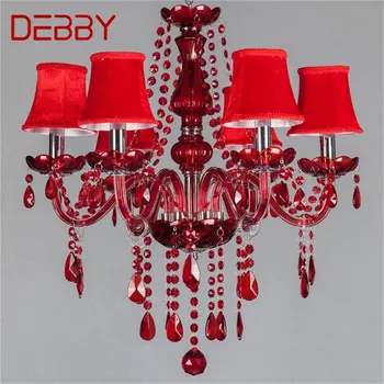 Люстра DEBBY в европейском стиле, красная подвесная хрустальная свеча, роскошные светодиодные светильники, современные для дома, гостиной