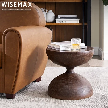 МЕБЕЛЬ WISEMAX антикварная круглая журнальный столик из натурального массива дерева угловой столик мебель для гостиной деревянная столешница маленькая прикроватная тумбочка