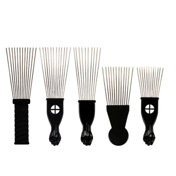 Металлическая афро-отмычка с широкими зубьями для вьющихся волос, отмычки для подъема волос, гребень, инструмент для плетения кос.