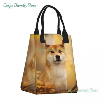 Милая собака Шиба-Ину Изолированная сумка для ланча с животным рисунком, сменный теплый Охладитель, Термосумка для ланча, контейнер для еды, сумка-тоут