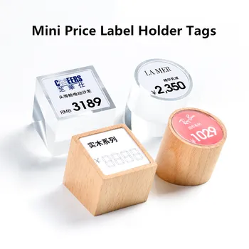 Мини-акриловый держатель знака, подставка для дисплея, Маленькая Деревянная этикетка с названием цены, бумажная карточка, подставка для дисплея