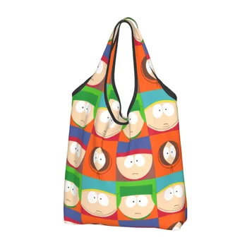 Многоразовая сумка для продуктов Southpark Boys, складная, стираемая в машине, сумка для покупок с героями мультфильмов и аниме, Большая Эко-сумка для хранения, прилагаемый чехол