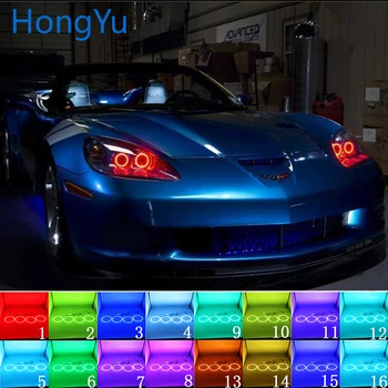 Многоцветный RGB LED Angel Eyes Halo Ring Eye DRL RF Пульт Дистанционного Управления для Chevrolet Corvette 6 поколения C6 2005-2013 Аксессуары