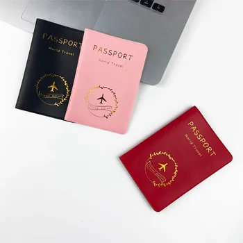 Модная обложка для паспорта в самолете, Мужская Женская дорожная обложка для паспорта, Кожаный Розовый милый кошелек для паспорта, кошелек для девушки, держатель для паспорта
